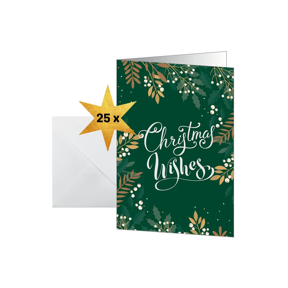 sigel-weihnachtskarten-christmas-wishes-a6-25-st-ck-mit-umschl-gen image 1