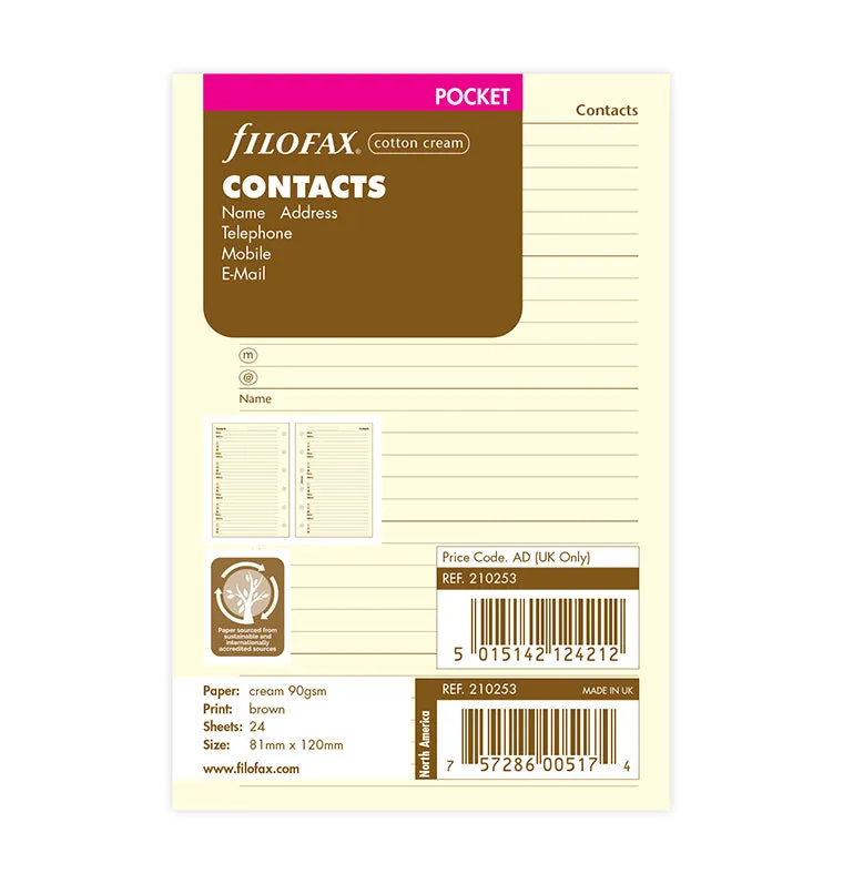 filofax-pocket-einlage-kontakte-cotton-cream image 1