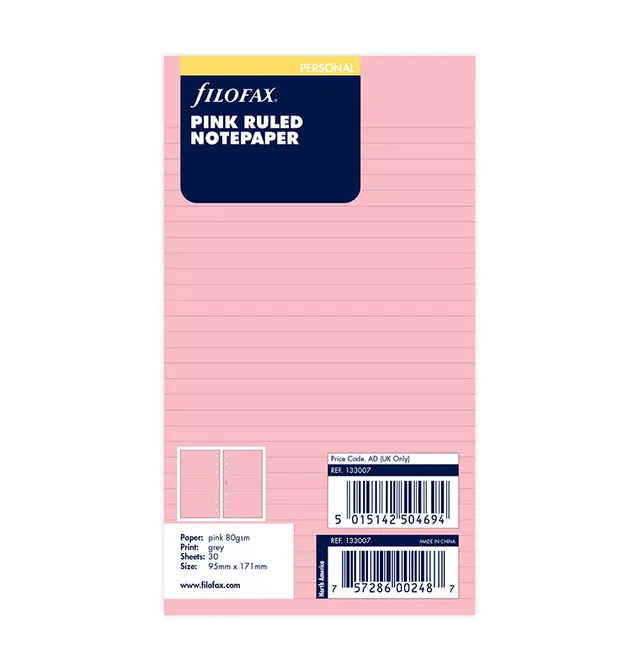 filofax-notizpapier-pink-liniert-30-blatt-personal-sale image 1