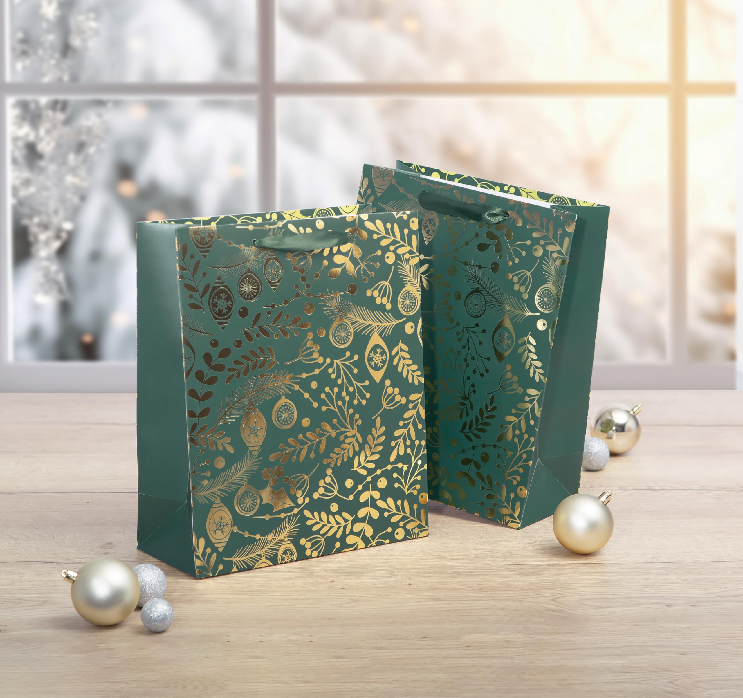 sigel-jolie-premium-geschenkt-ten-goldene-ornamente-gr-n-gro-33x26-cm-5er-set image 2
