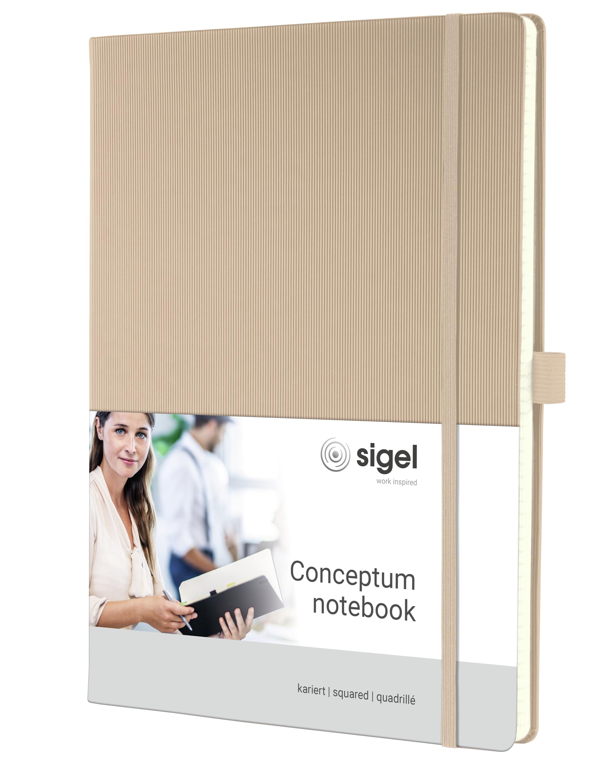 sigel-conceptum-premium-notizbuch-a4-kariert-beige-hardcover image 1