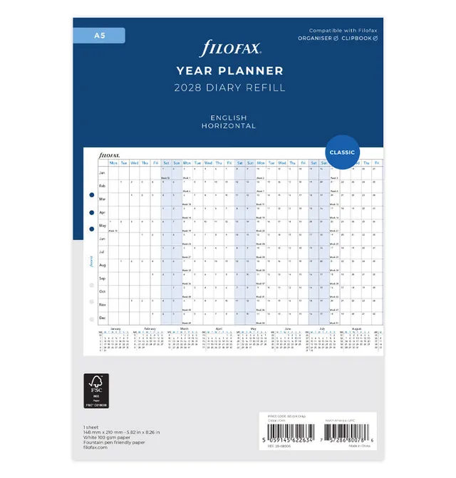 filofax-jahresplaner-englisch-a5-2028-leporello-einlage image 1