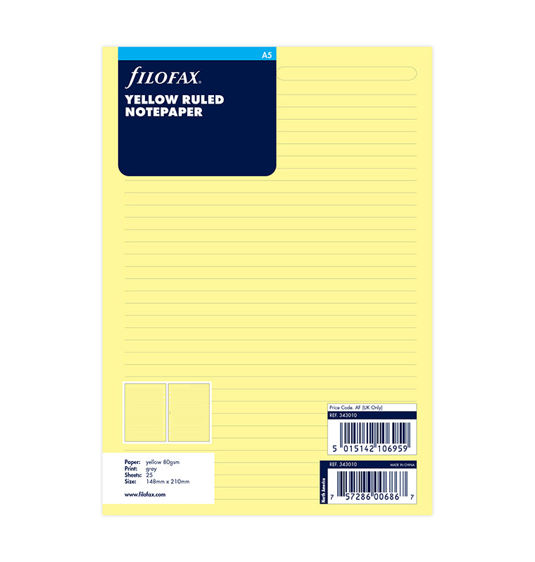 filofax-notizpapier-a5-gelb-liniert-20-blatt image 1