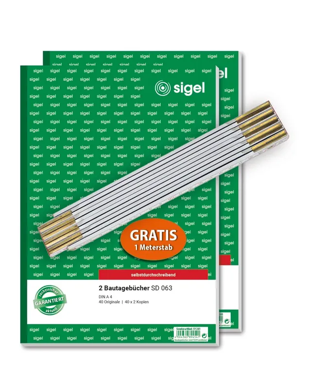 sigel-bautagebuch-sd063-a4-2er-set-selbstdurchschreibend-mit-meterstab image 1