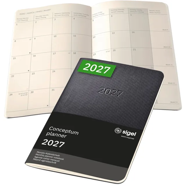sigel-conceptum-monatsplaner-2027-a6-softcover-schwarz image 1