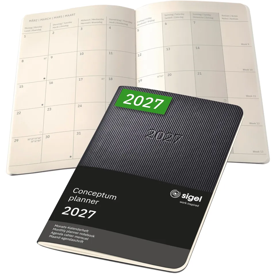 sigel-conceptum-monatsplaner-2027-a6-softcover-schwarz image 1