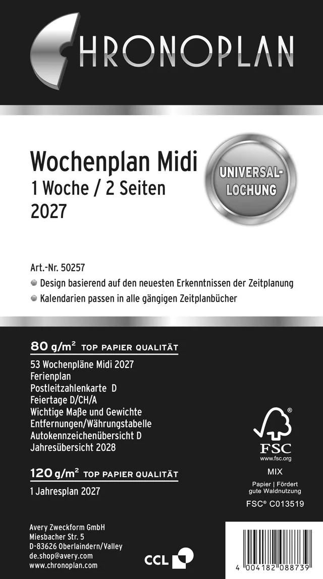 chronoplan-kalendereinlage-2027-midi-50257-1-woche-2-seiten-liniert-wei image 1