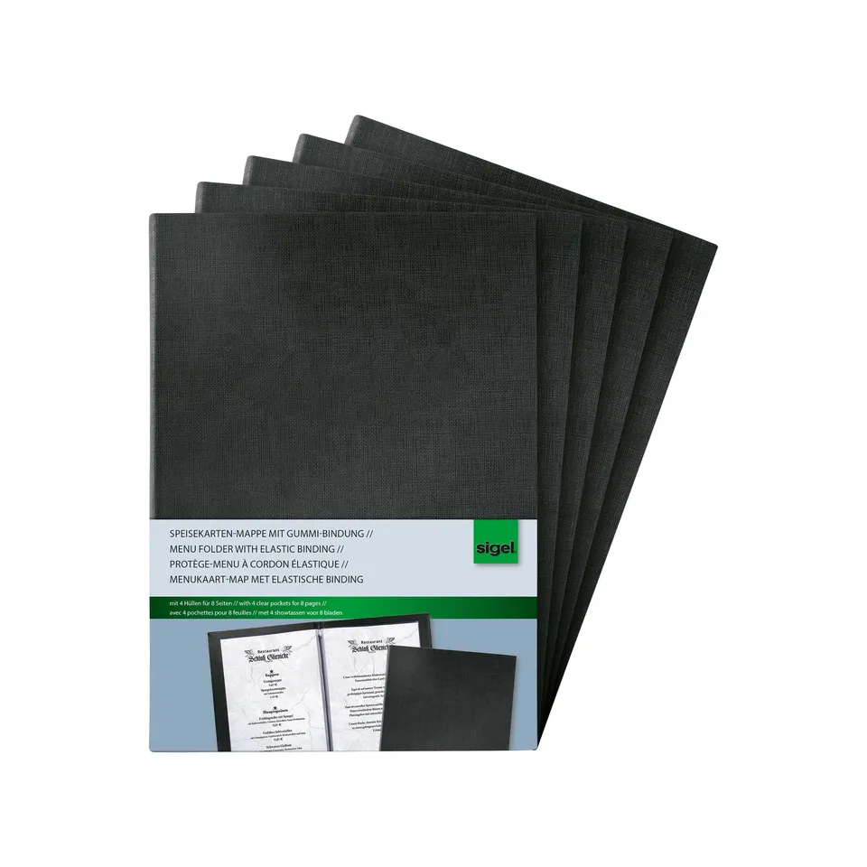 sigel-speisekartenmappe-a5-schwarz-pr-sentationsmappe-5er-pack image 1