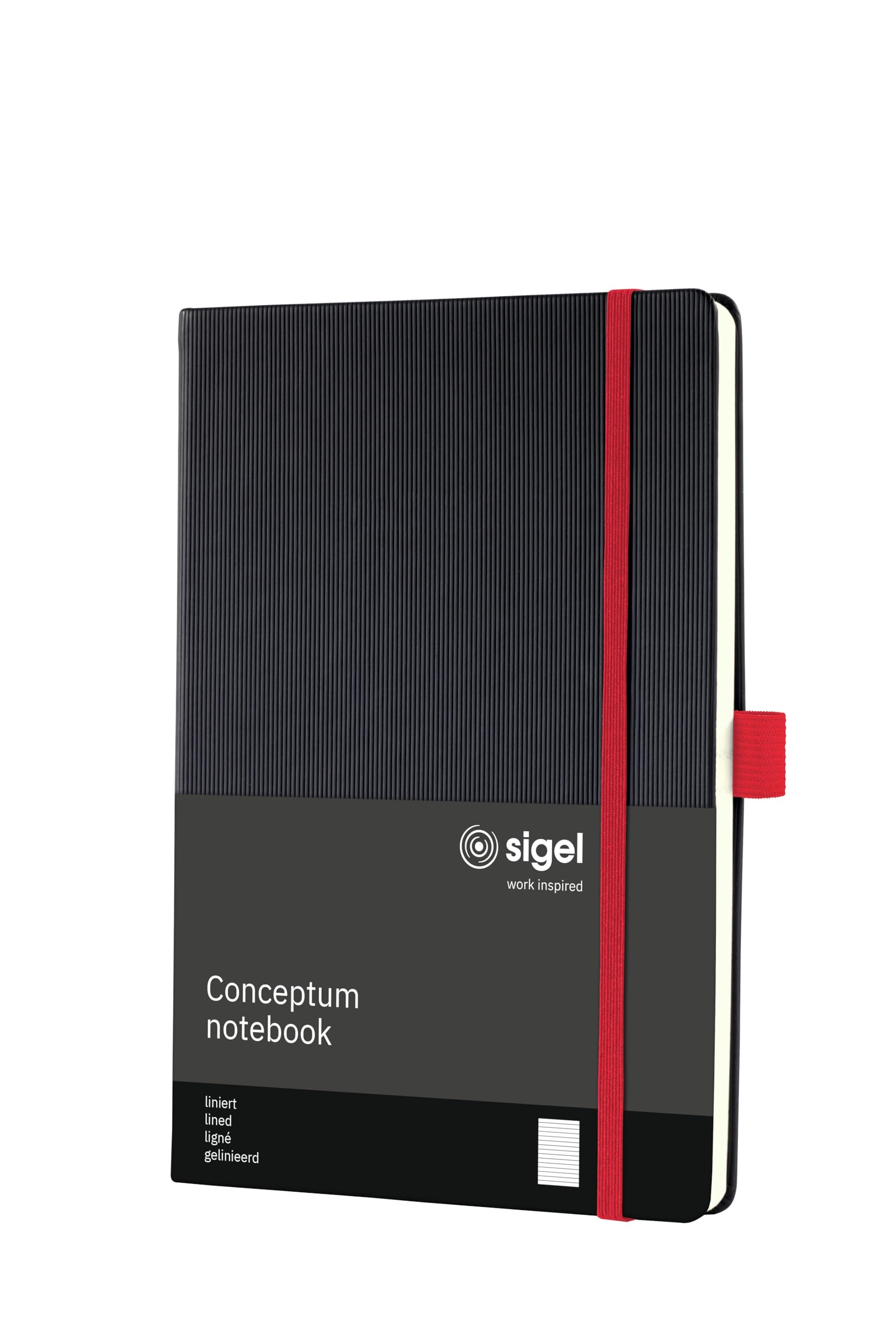sigel-conceptum-notizbuch-a5-liniert-hardcover-schwarz-rot-194-seiten image 1