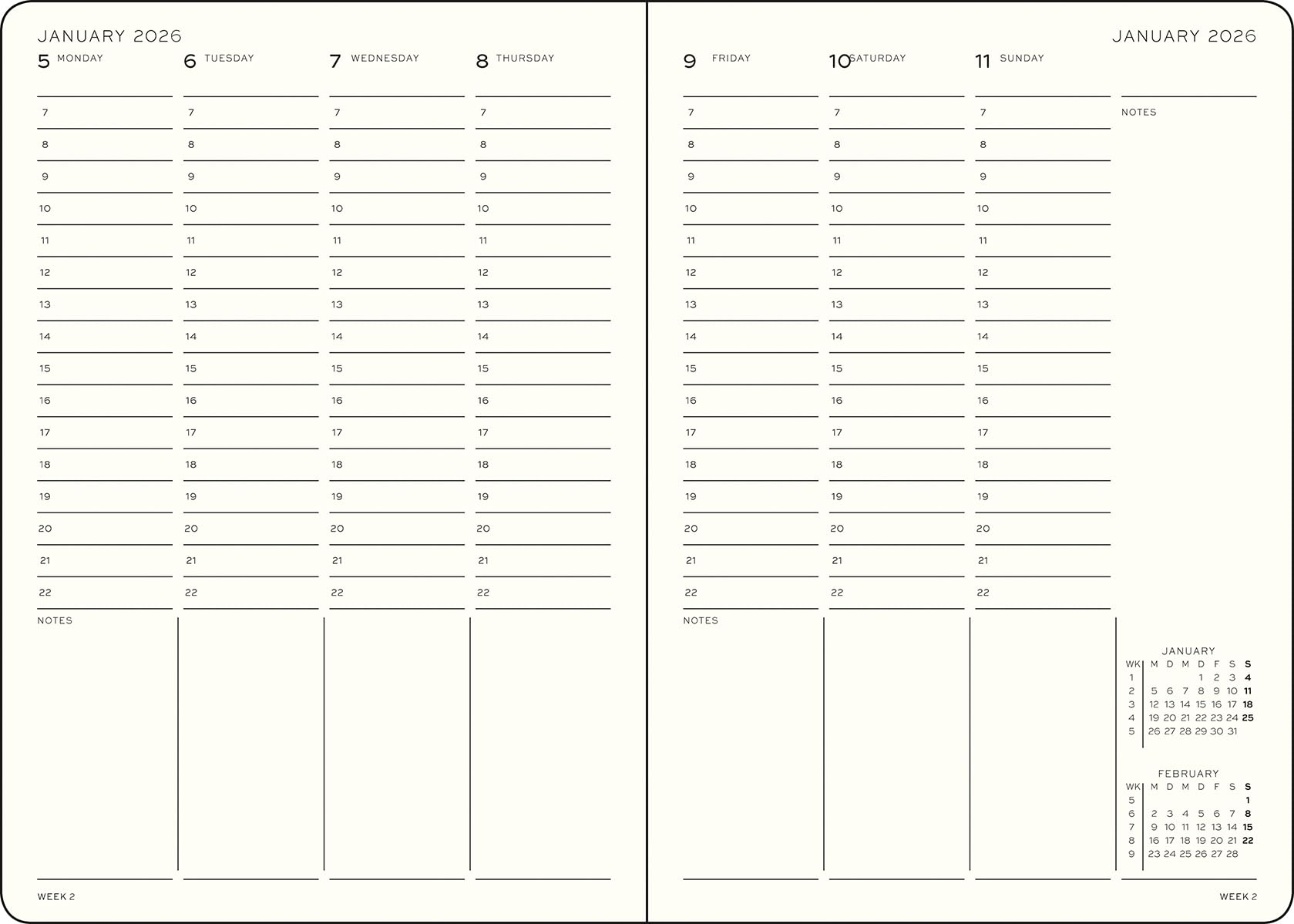 leuchtturm1917-wochenplaner-composition-b5-2026-schwarz-englisch-hardcover-kalen image 2