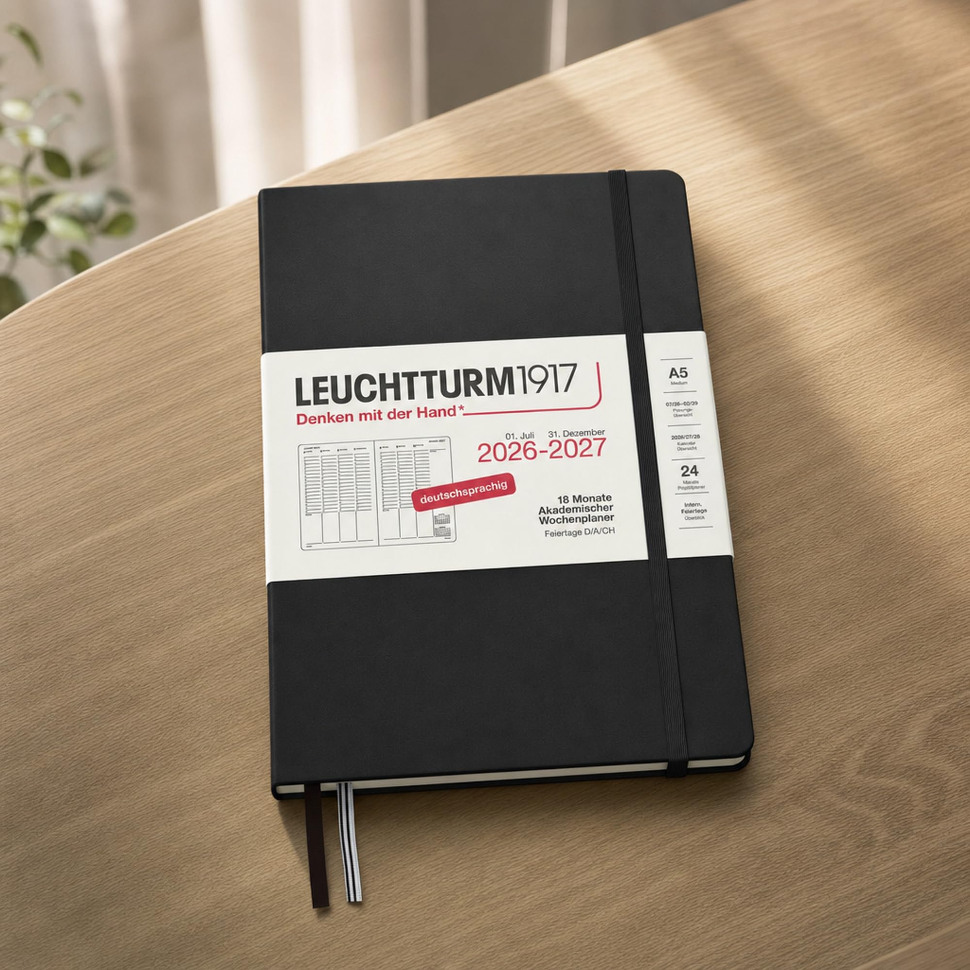leuchtturm1917-wochenplaner-2027-medium-a5-schwarz-deutsch-18-monate-stundenrast image 3
