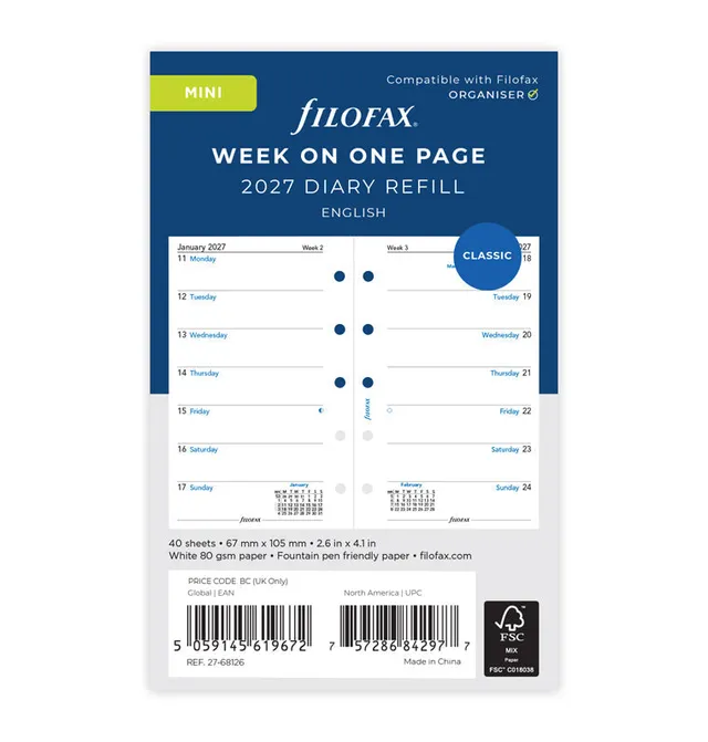 filofax-kalendereinlage-1-woche-1-seite-englisch-mini-2027 image 1