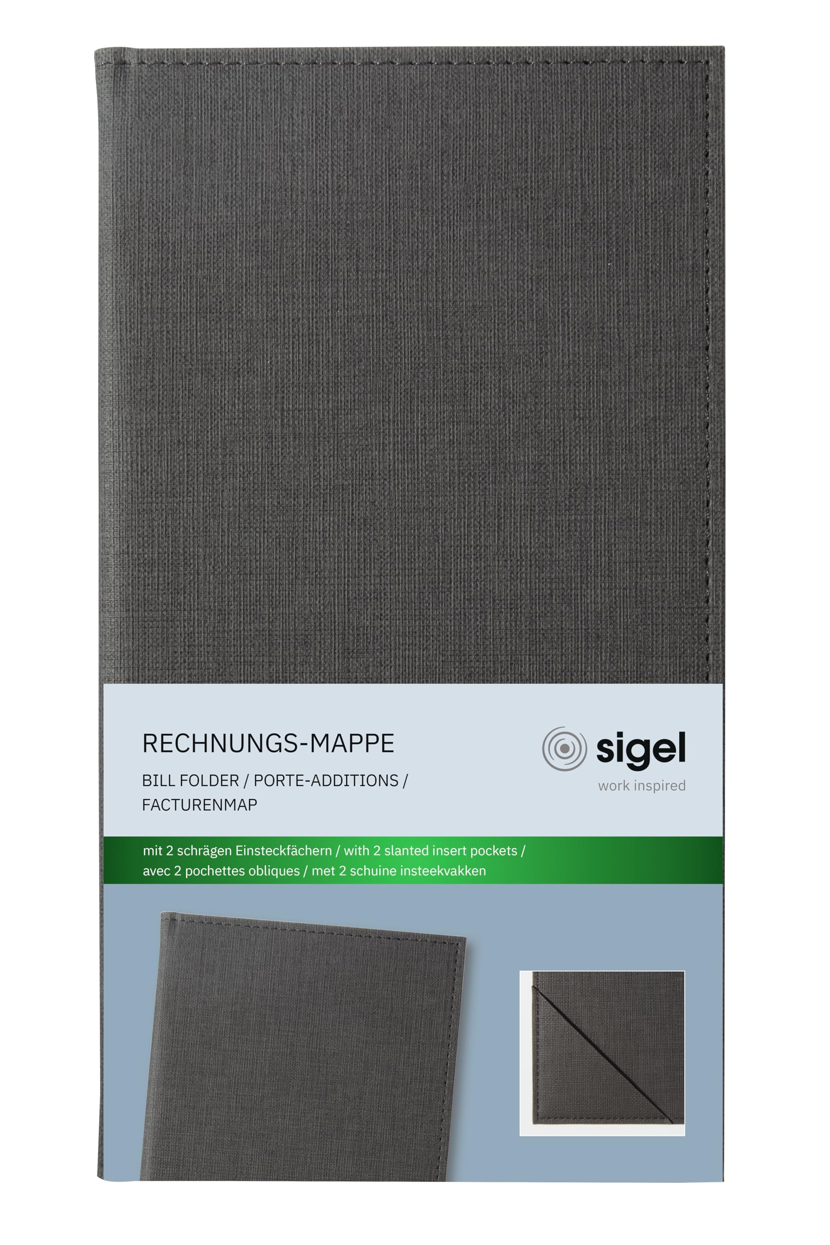 sigel-rechnungsmappe-13-x-23-cm-anthrazit-leinenstruktur-pu image 1