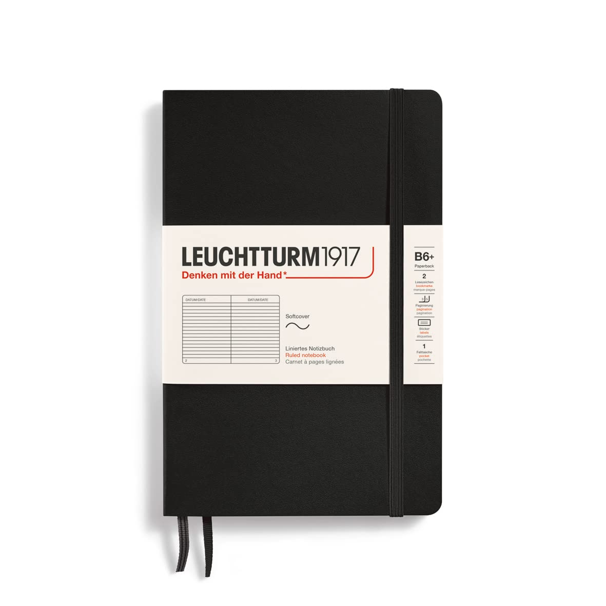 leuchtturm1917-notebook-classic-softcover-b6-liniert-schwarz image 1