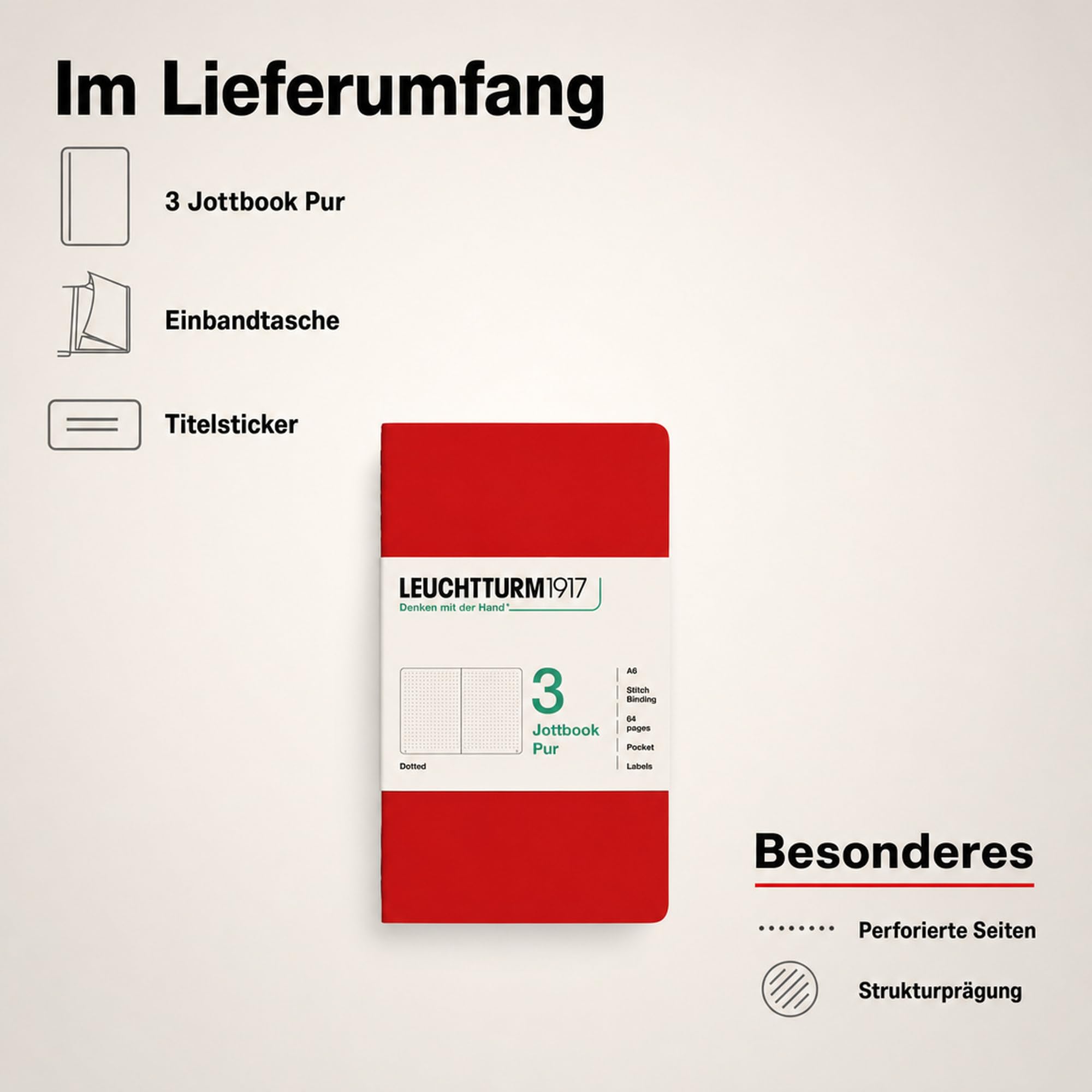 leuchtturm1917-jottbook-pur-a6-punktkariert-cherry-notizheft-3er-set image 7