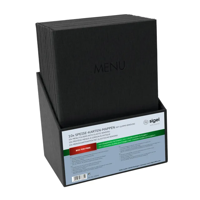 sigel-speisekartenmappe-a4-schwarz-gummibindung-10er-set-mit-box image 1