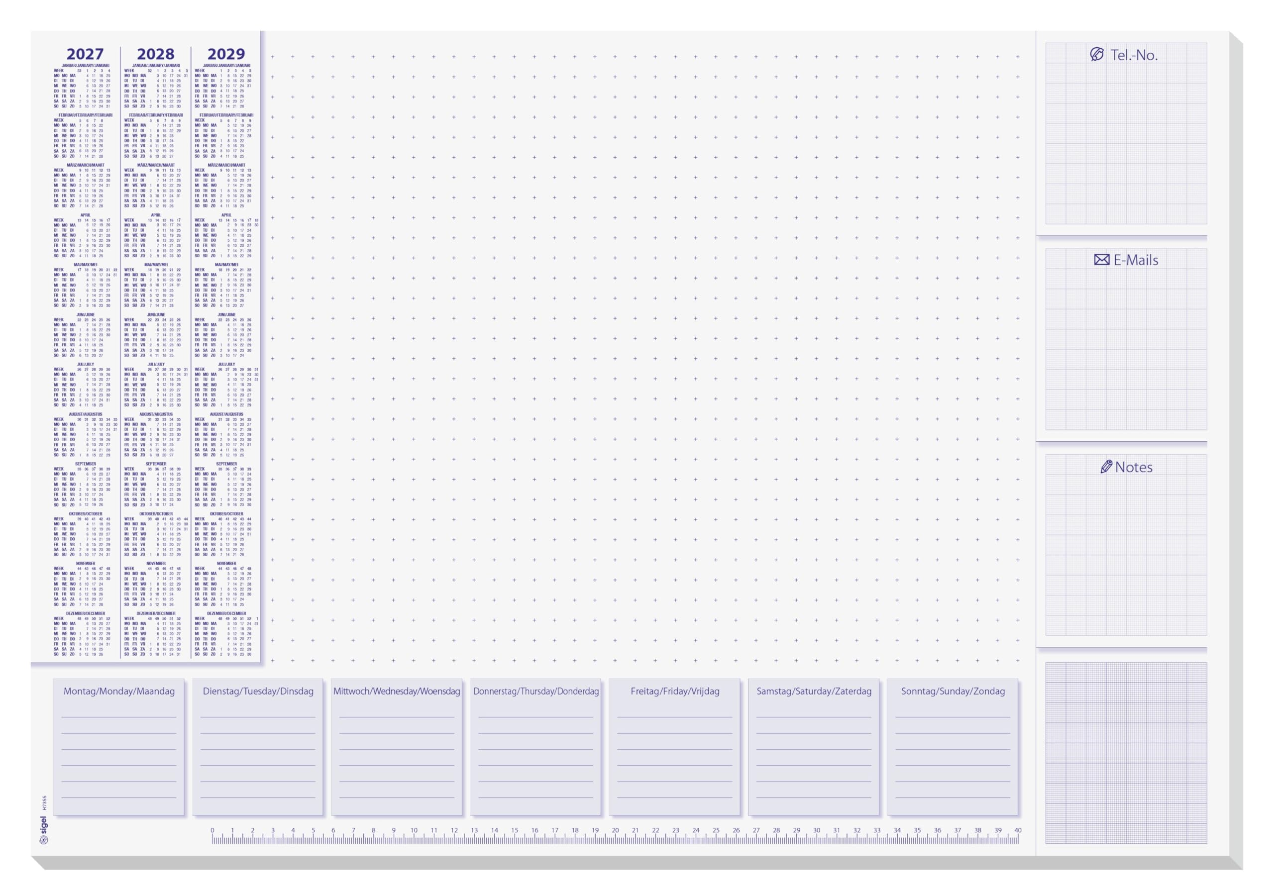 sigel-lilac-papier-schreibtischunterlage-din-a2-2027-2029-mit-wochenplan-30-blat image 1