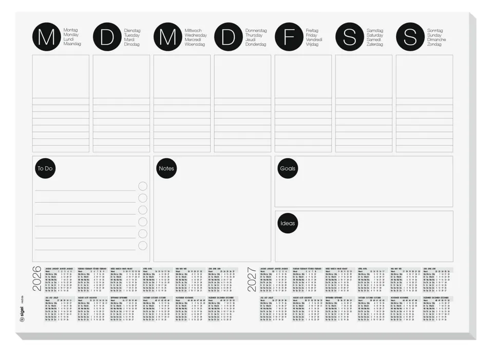 sigel-papier-schreibtischunterlage-a3-wochenplaner-2026-2027-mit-to-do-liste image 1
