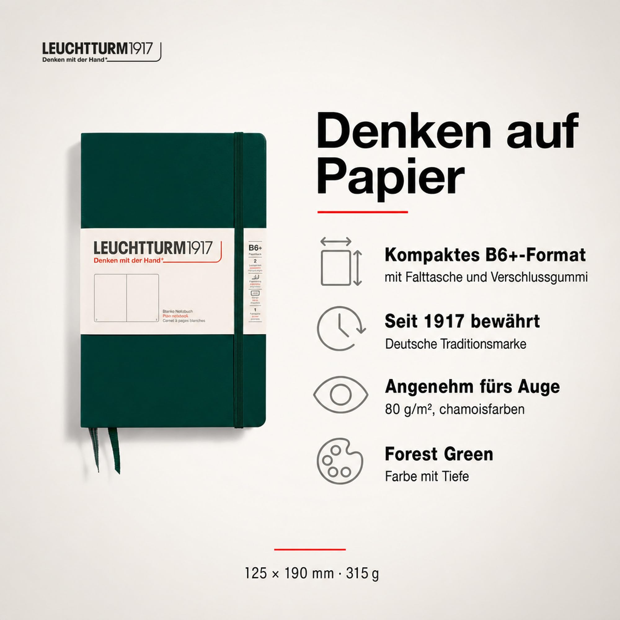 leuchtturm1917-notizbuch-b6-hardcover-forest-green-blanko image 2