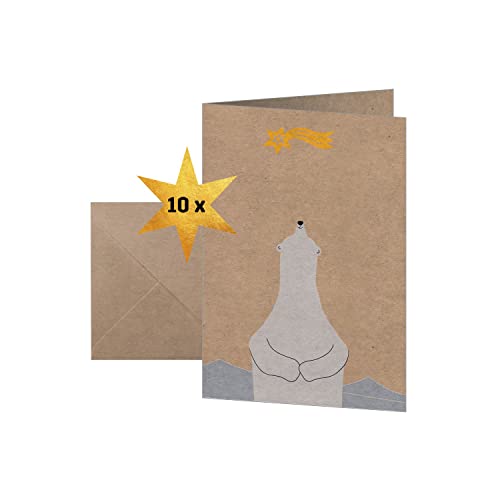 sigel-weihnachtskarten-eisb-r-stern-a6-kraftpapier-hardcover-10-klappkarten-mit- image 6