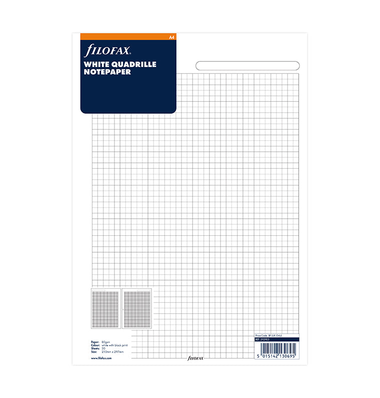 filofax-notizpapier-wei-kariert-a4-20-blatt image 1