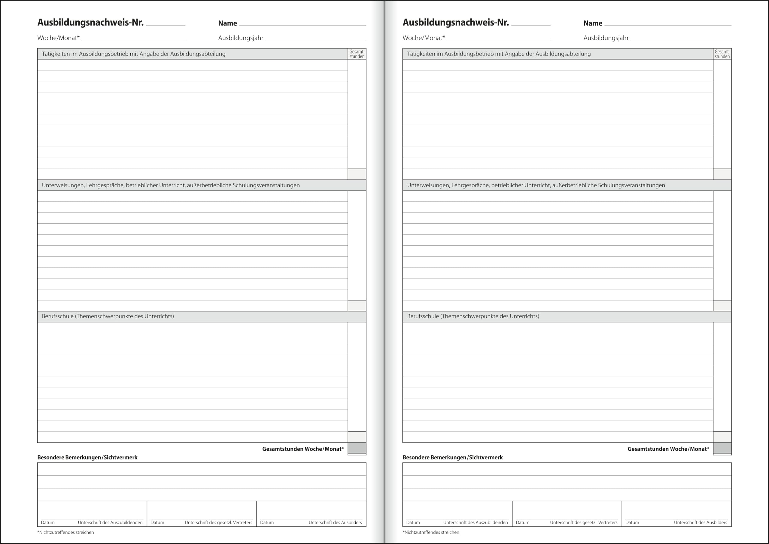 sigel-aw484-ausbildungsnachweisheft-a4-berichtsheft-28-blatt image 2