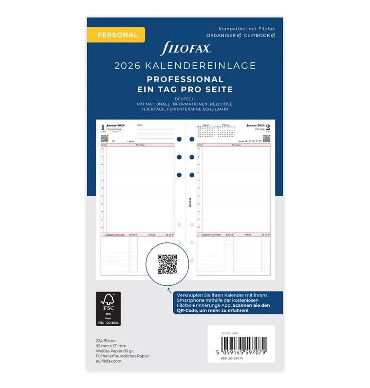 filofax-professional-personal-2026-kalendereinlage-1-tag-1-seite-deutsch image 1