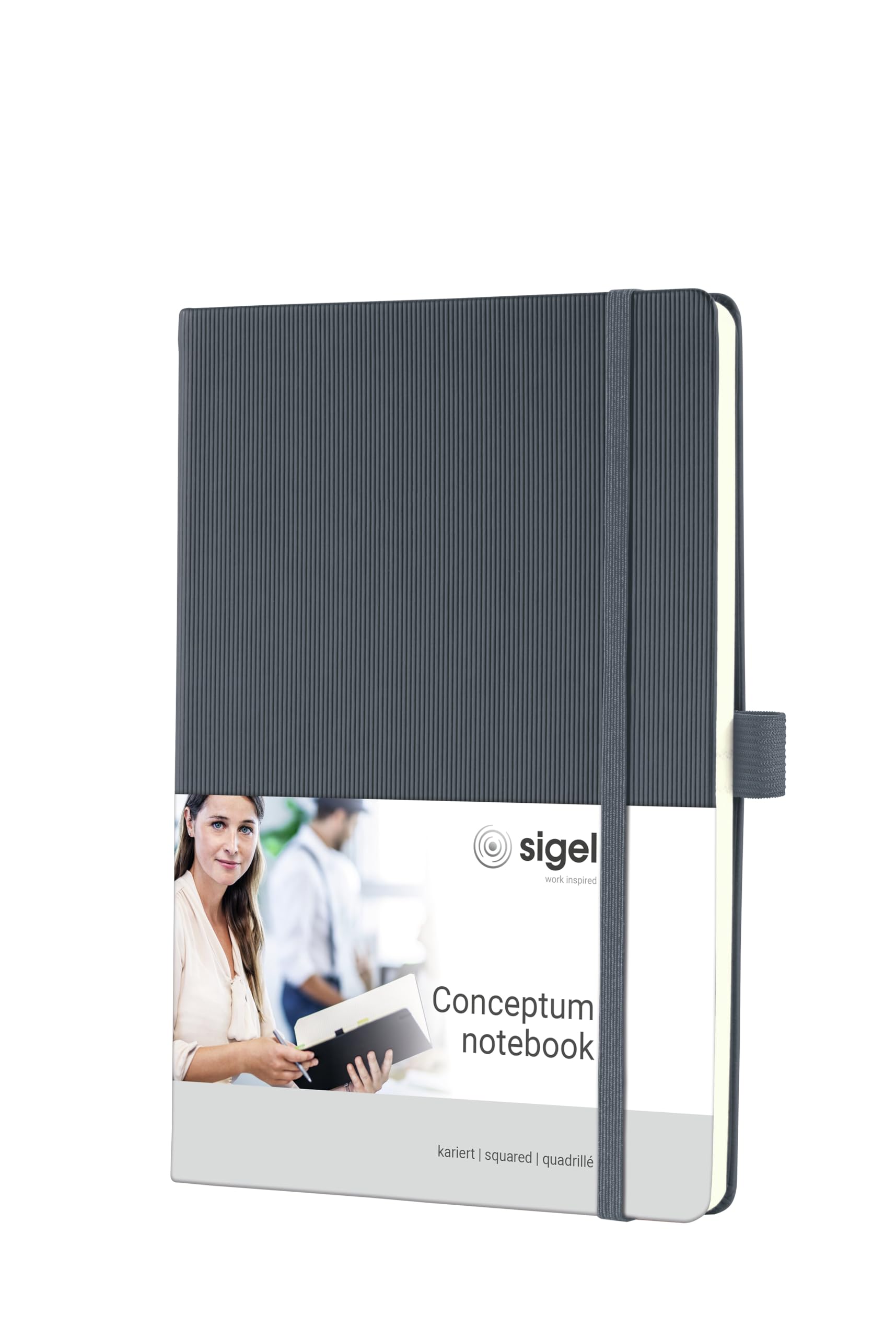 sigel-conceptum-premium-notizbuch-a5-kariert-grau-hardcover image 1