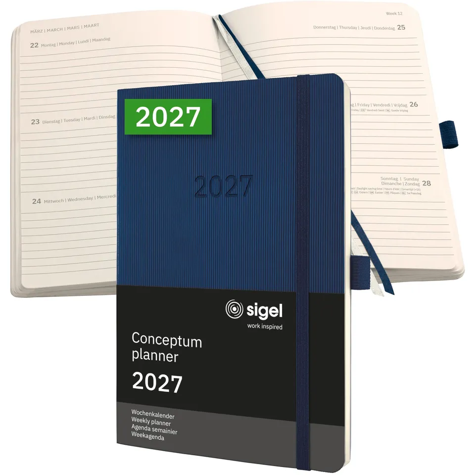 sigel-conceptum-wochenplaner-2027-a5-softcover-dunkelblau-wochenkalender-2-seite image 1