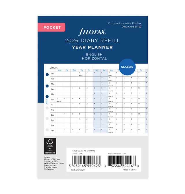 filofax-jahresplaner-2026-pocket-englisch-leporello-einlage image 1