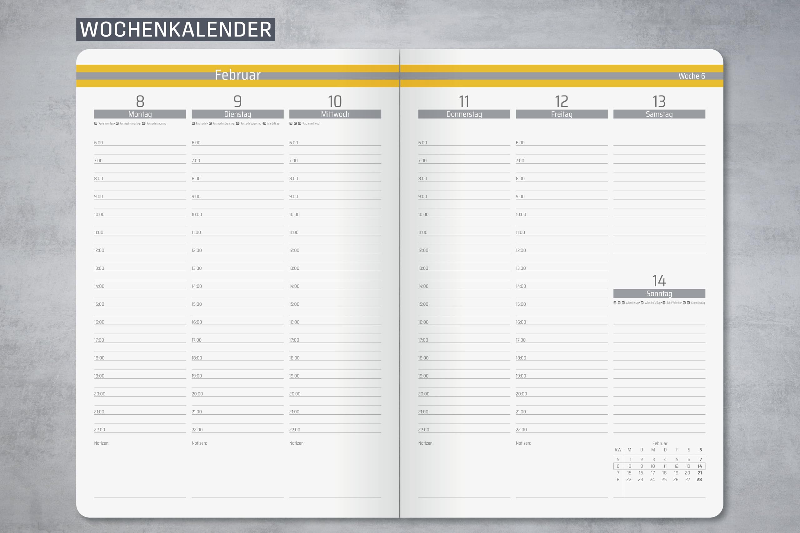 sigel-linescape-wochenkalender-2027-a5-hardcover-hellgrau-gelb image 3