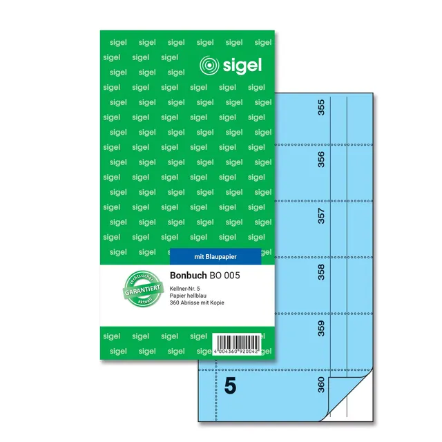 sigel-bo005-bonbuch-kellner-nr-5-blau-10-5-x-20-cm-mit-360-abrissen image 1