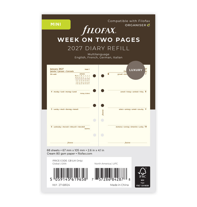 filofax-kalendereinlage-1-woche-2-seiten-multilingual-mini-2027 image 1