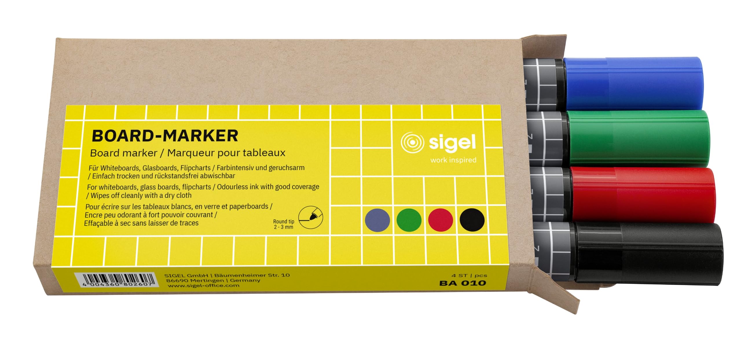 sigel-board-marker-set-4-st-ck-rundspitze-2-3-mm-schwarz-t-rkis-magenta-orange image 7