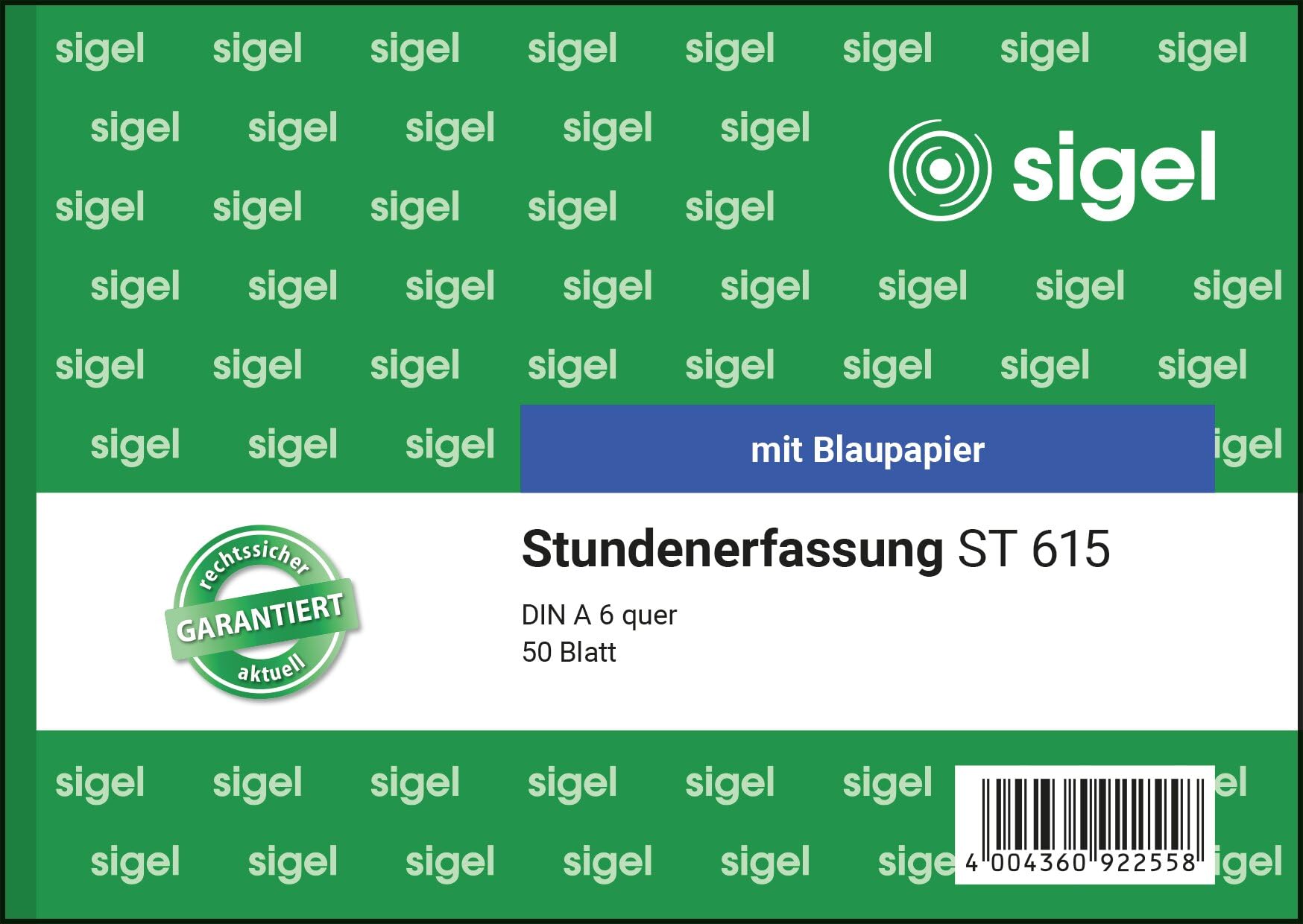 sigel-st615-stundenerfassung-a6-quer-50-blatt-mit-blaupapier image 1