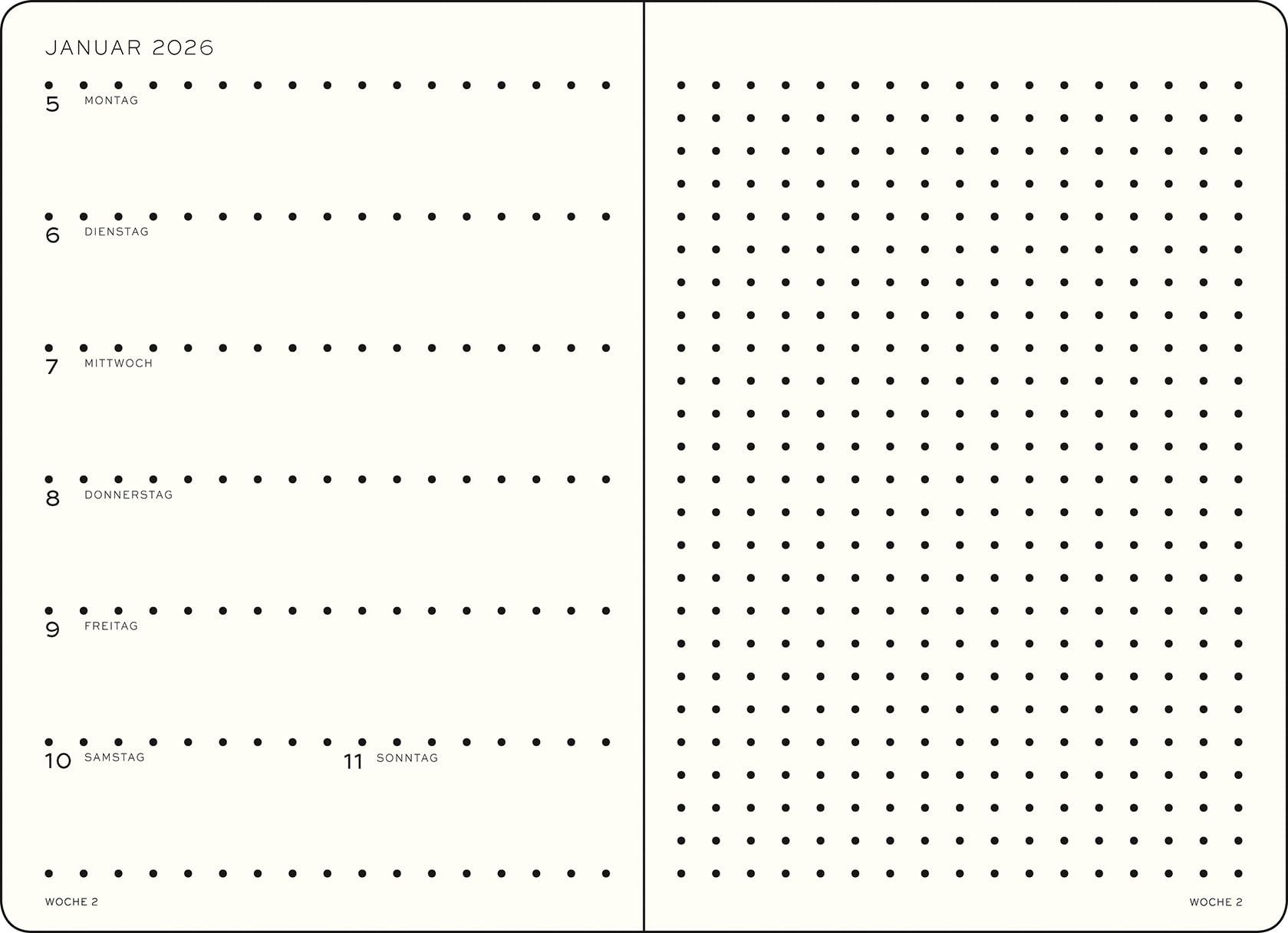 leuchtturm1917-wochenkalender-notizbuch-dotted-medium-a5-2026-rising-sun image 2