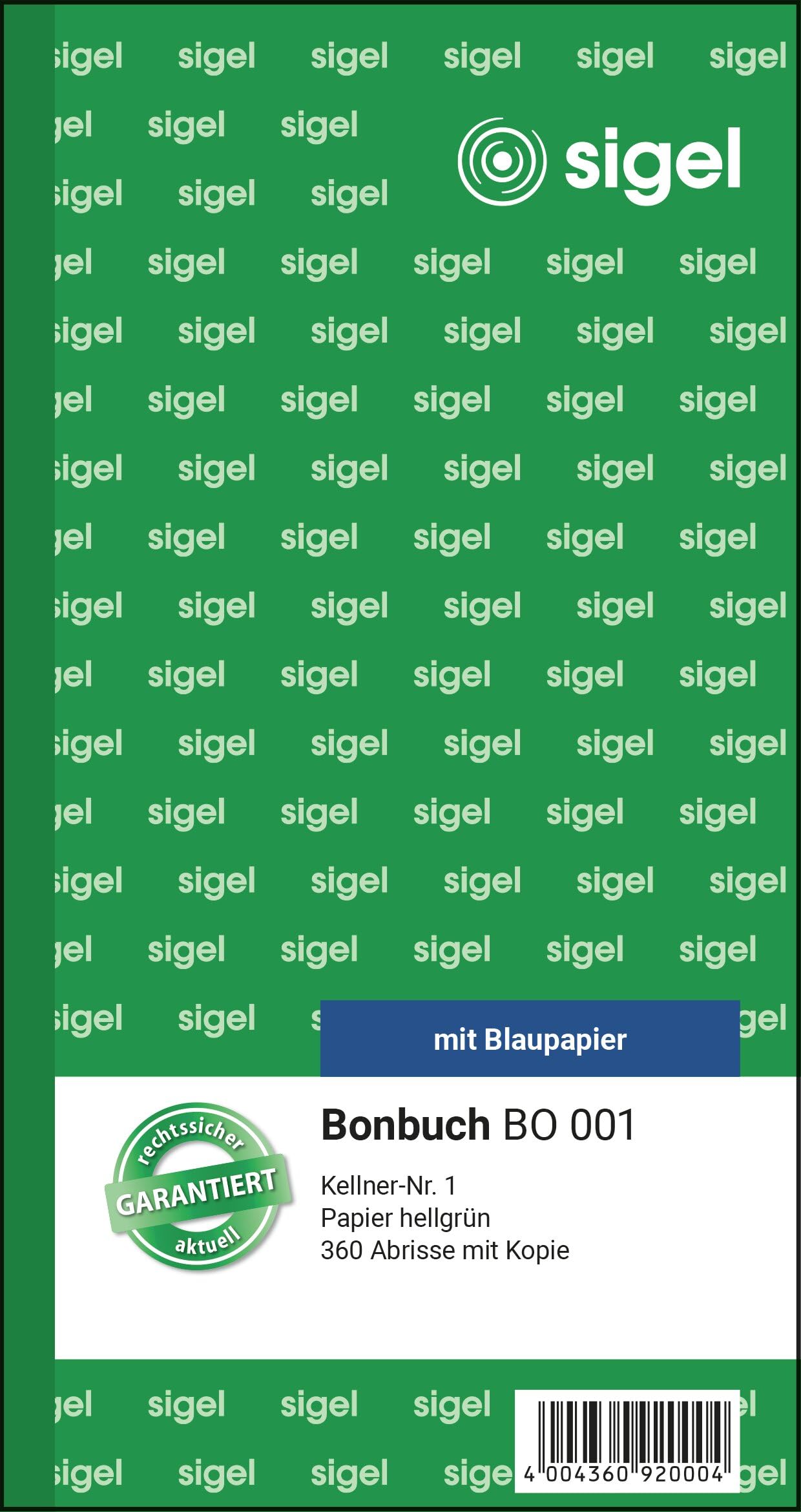 sigel-bonbuch-kellnerblock-nr-1-360-abrisse-gr-n-2x60-blatt image 1