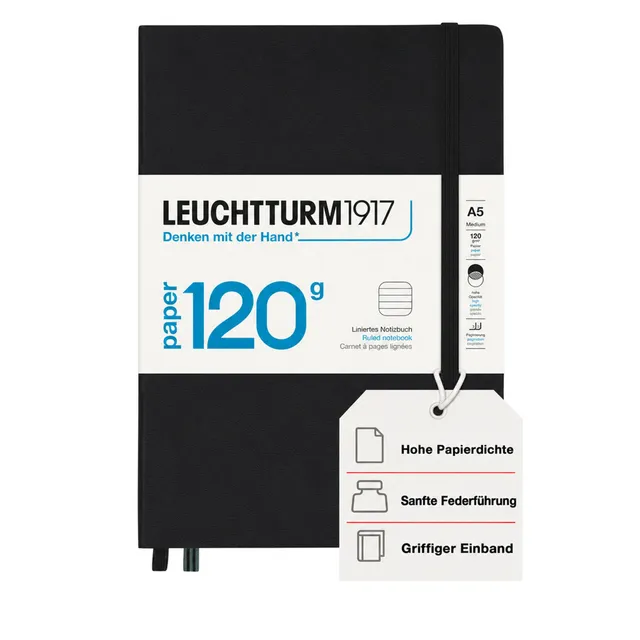 leuchtturm1917-notizbuch-medium-a5-schwarz-liniert-paper-edition-120-g-m image 1