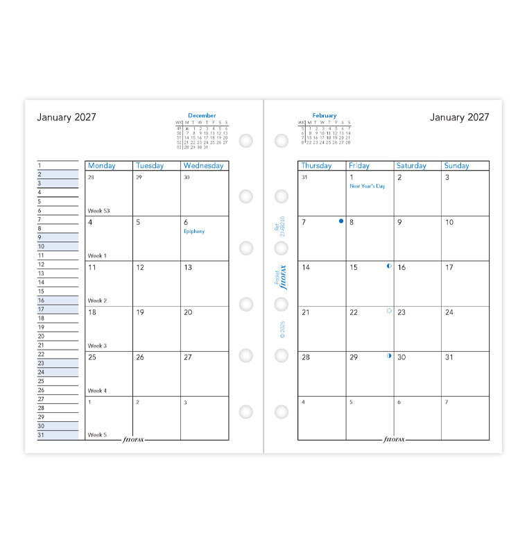 filofax-2027-monatskalender-1-monat-2-seiten-englisch-pocket-organiser-einlage image 4