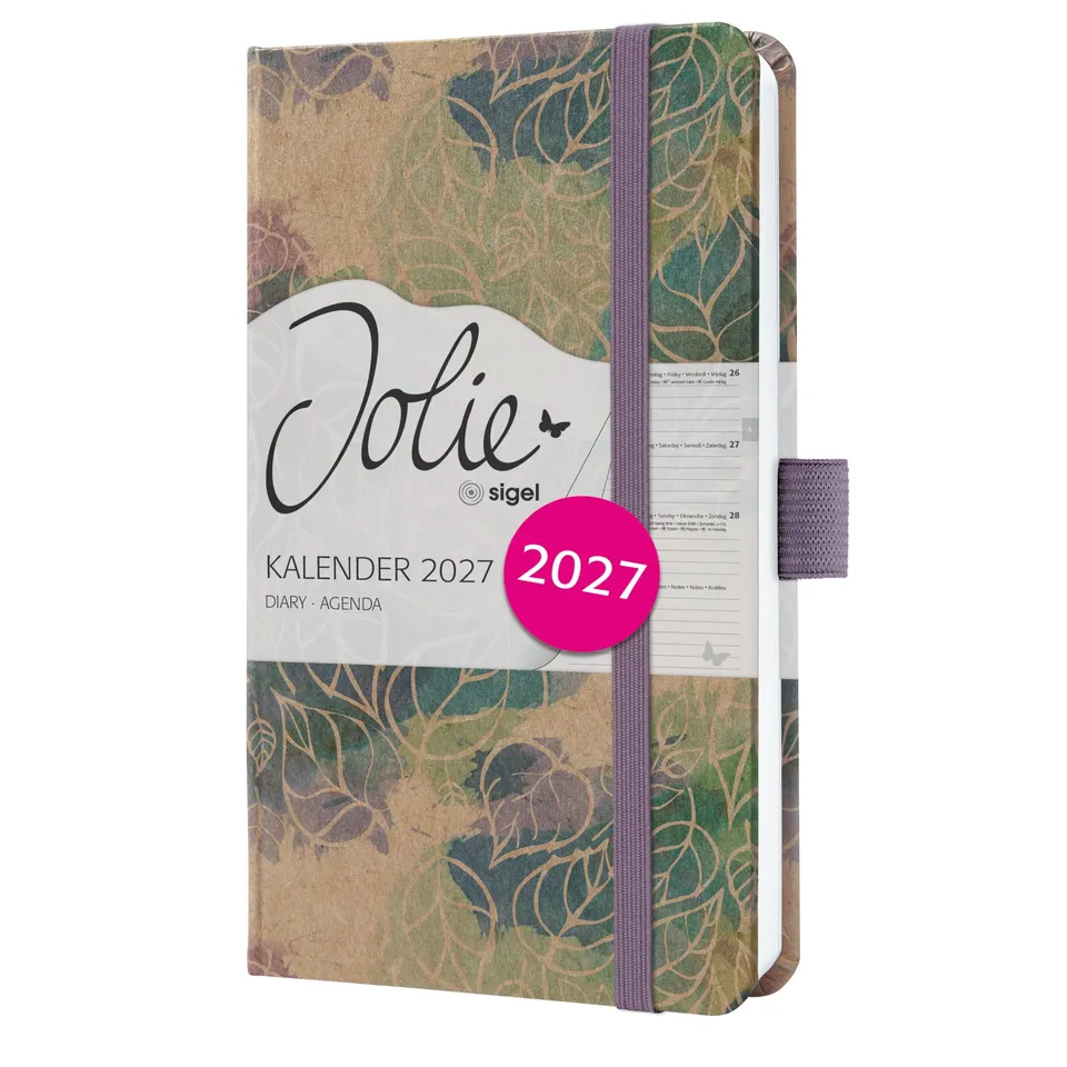 sigel-jolie-wochenkalender-2027-a6-dancing-leaves-hardcover-kraftpapier image 1
