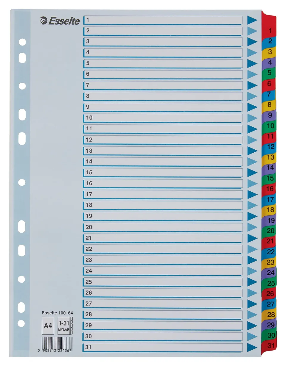 esselte-register-a4-1-31-mit-deckblatt-blau-karton-100164 image 1