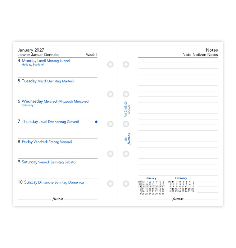 filofax-kalendereinlage-1-woche-1-seite-notizen-mini-2027-multilingual image 4
