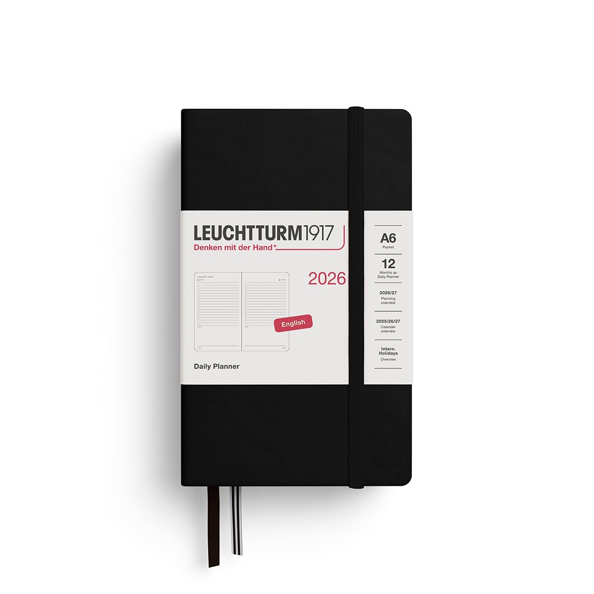 leuchtturm1917-tageskalender-2026-pocket-a6-schwarz-englisch image 1