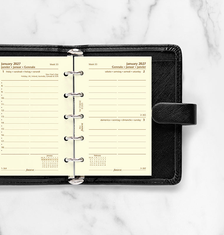 filofax-kalendereinlage-1-tag-1-seite-mini-2027-multilingual-cotton-cream image 2