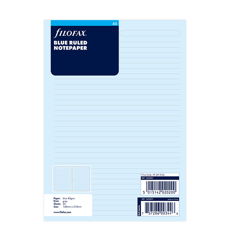 filofax-the-original-notizpapier-blau-liniert-a5-20-blatt image 1