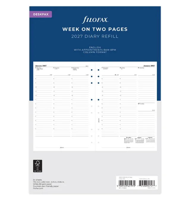 filofax-the-original-kalendereinlage-deskfax-2027-1-woche-2-seiten-englisch image 1