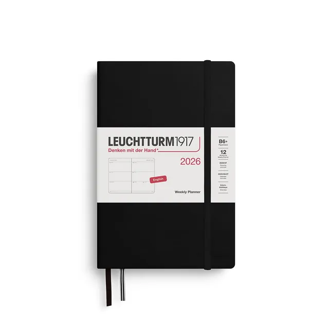 leuchtturm1917-wochenkalender-paperback-b6-2026-schwarz-englisch-372714 image 1