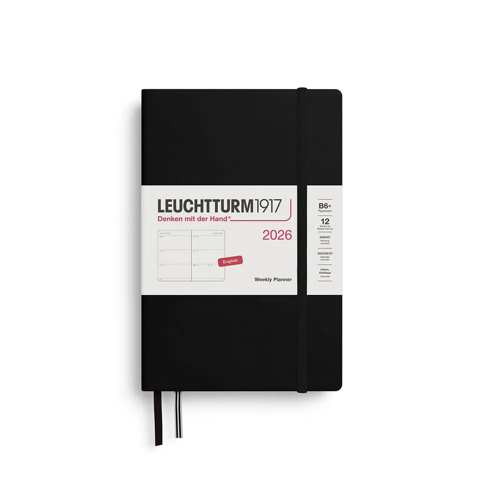 leuchtturm1917-wochenkalender-paperback-b6-2026-schwarz-englisch-372714 image 1