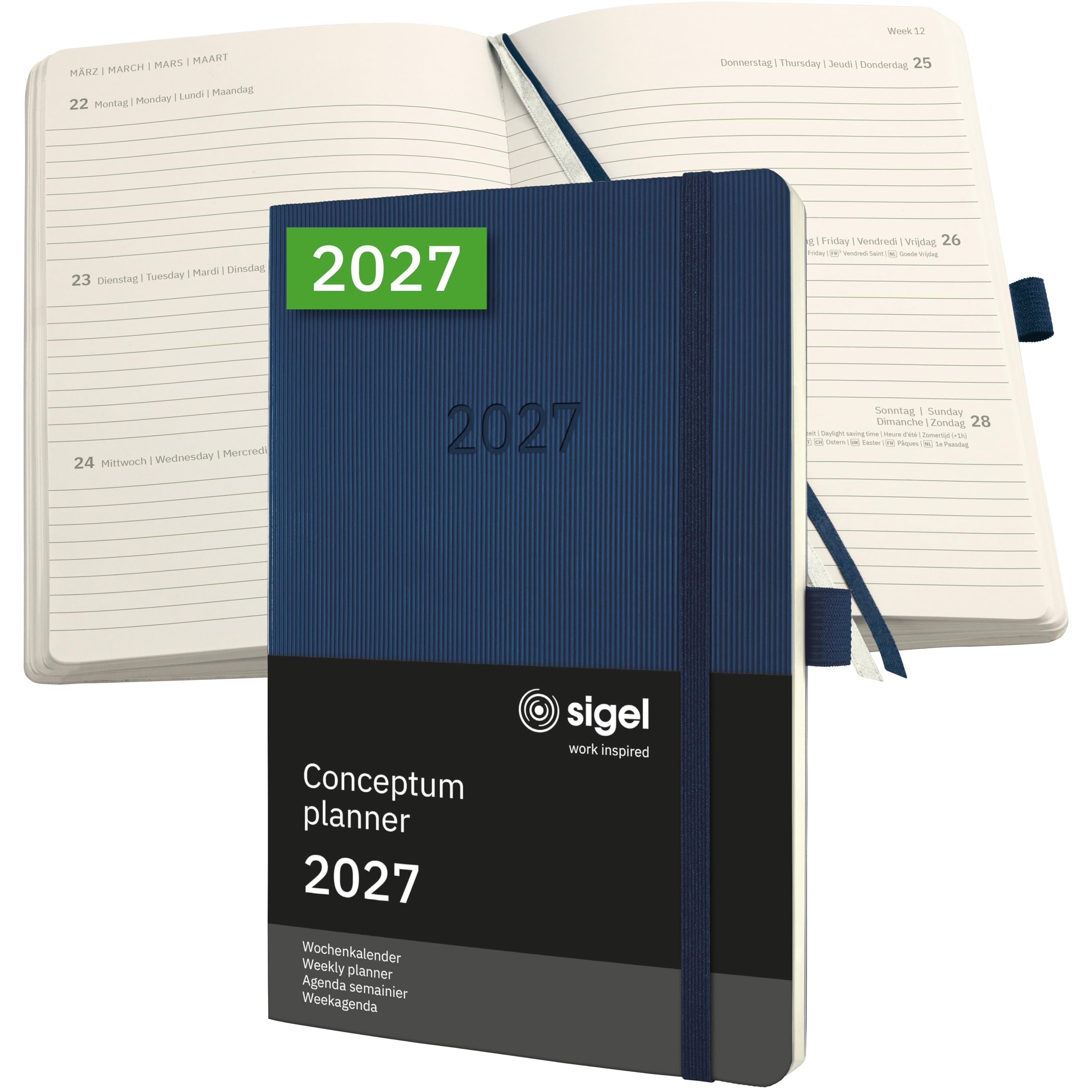 sigel-conceptum-wochenplaner-2027-a5-softcover-dunkelblau-wochenkalender-2-seite image 1