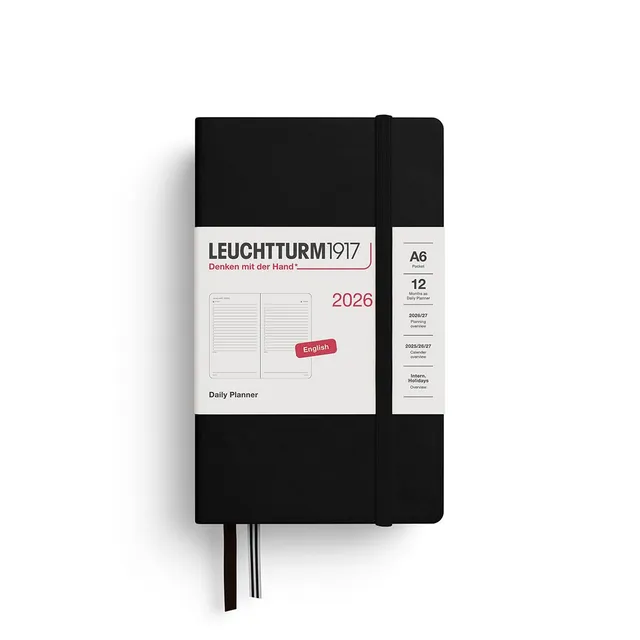 leuchtturm1917-tageskalender-2026-pocket-a6-schwarz-englisch image 1
